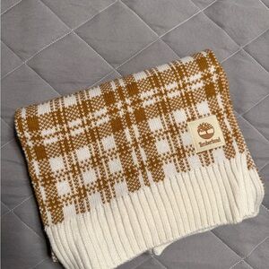 NWT Timberland Butterscotch & Cream Plaid Knit Scarf